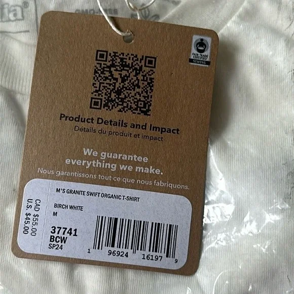 Patagonia Men's Granite Swift Organic T-Shirt Size Medium Birch White NWT - Picture 4 of 4